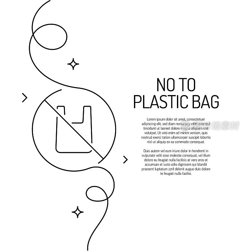 Continuous Line Drawing of No To Plastic Bag Icon. Hand Drawn Symbol Vector Illustration.